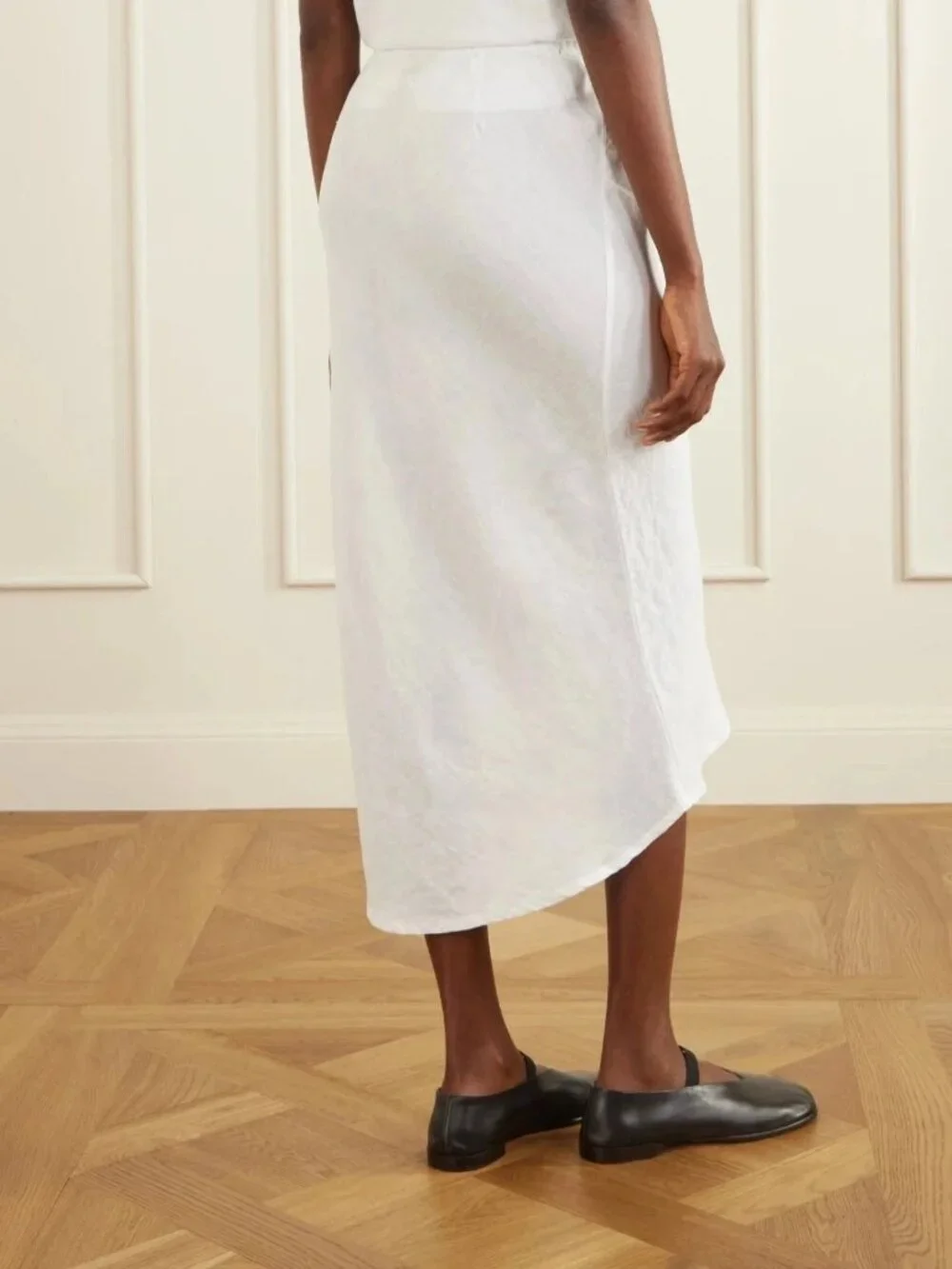 James Perse Los Angeles Linen Canvas Midi Skirt Pull-on Asymmetrical S 290336